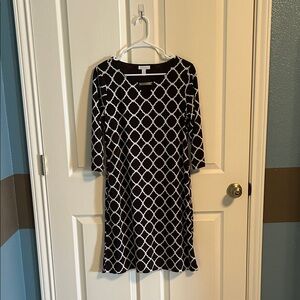 Charter Club Black and White Geometric Midi Dress